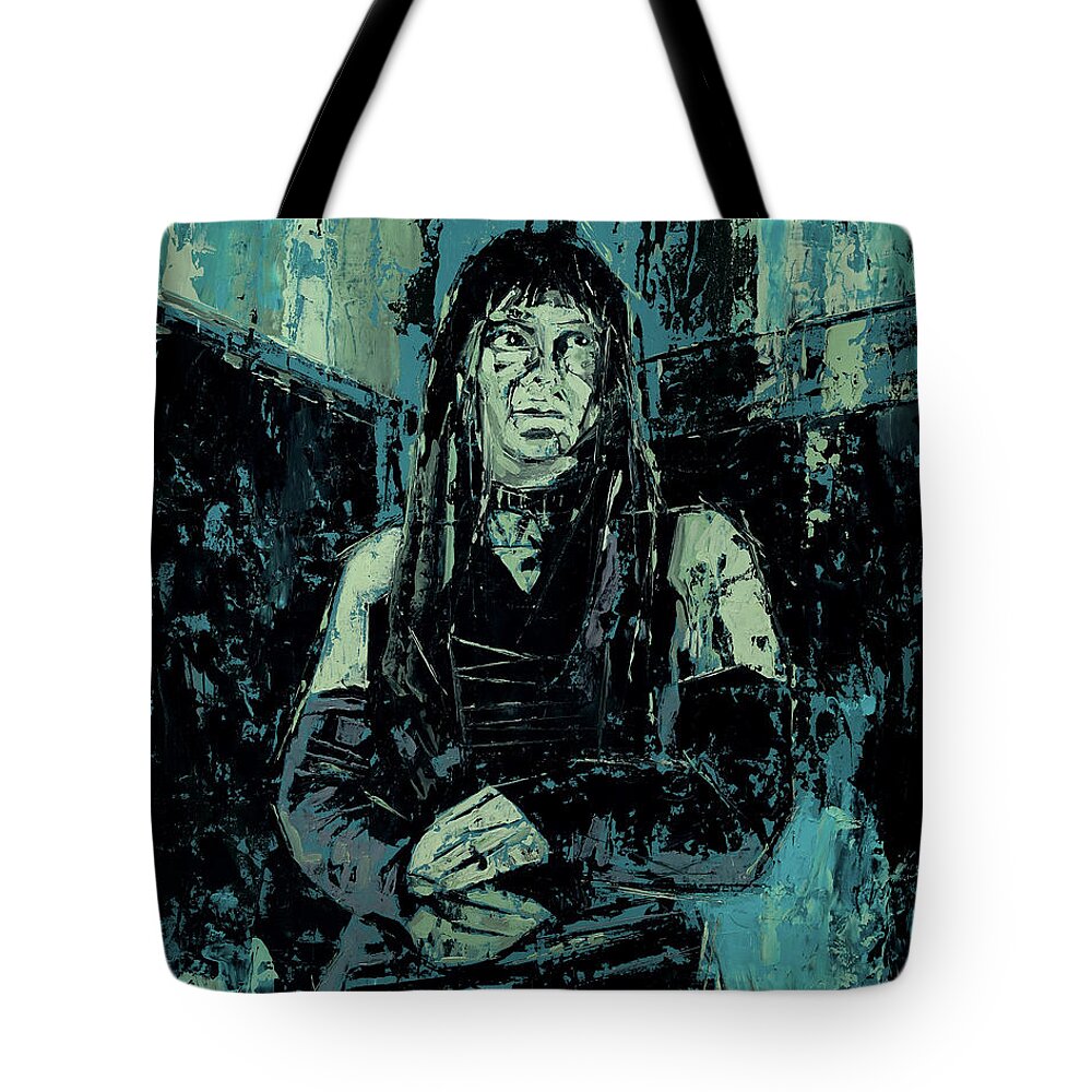 Dress Tote Bag featuring the painting Girl in Green Room by Sv Bell
