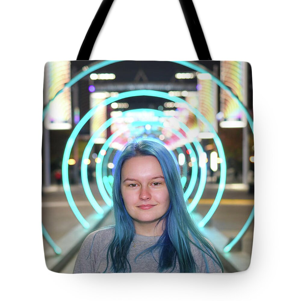 Wembley Tote Bag featuring the photograph Girl with the blue hair by Andrew Lalchan