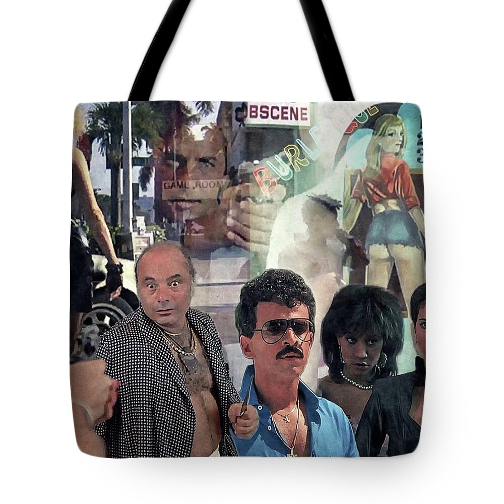 Miami Vice Tote Bag featuring the digital art Give a Little, Take a Little by Mark Baranowski