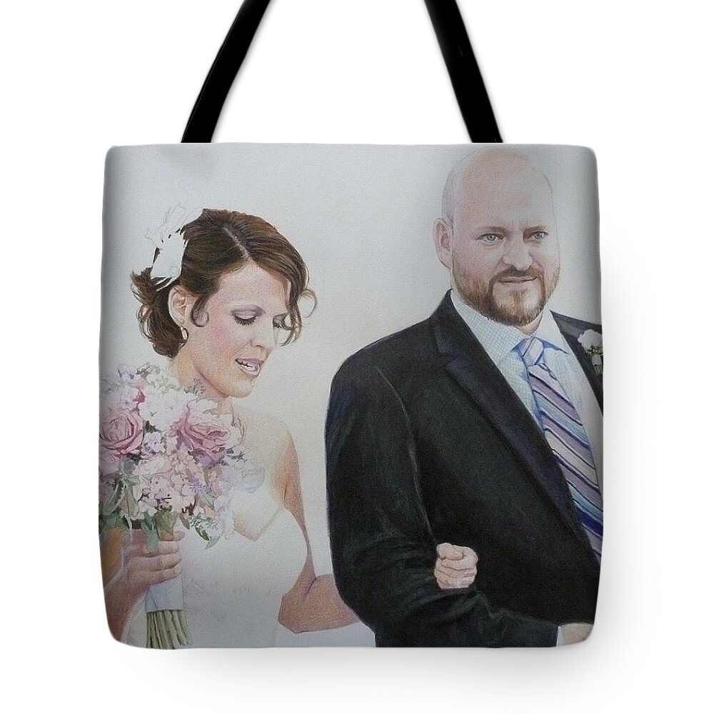 Bride Tote Bag featuring the mixed media Giving the Bride Away by Constance DRESCHER