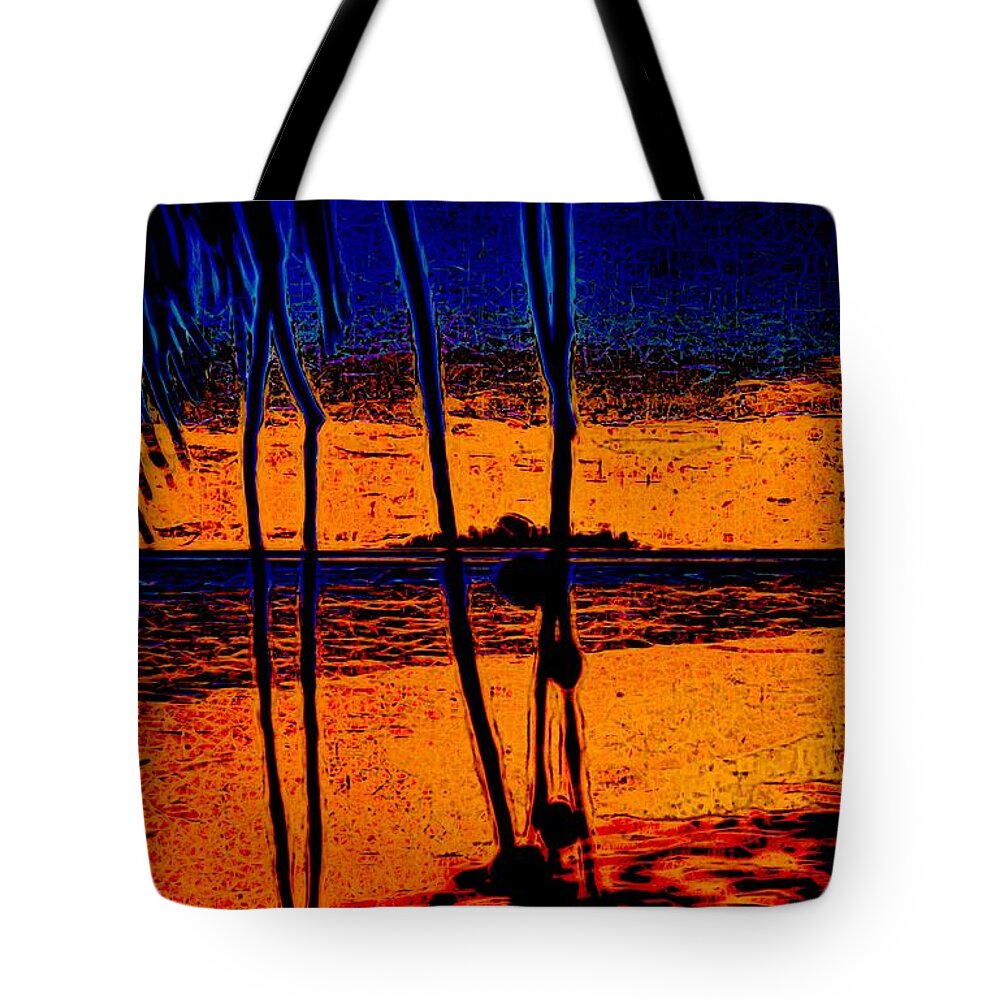 Gizo Tote Bag featuring the mixed media Gizo Island Views Abstract by Joan Stratton