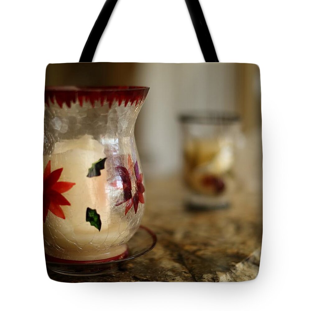 Glass Candle Holders Tote Bag featuring the photograph Glass Candle Holders by Mingming Jiang