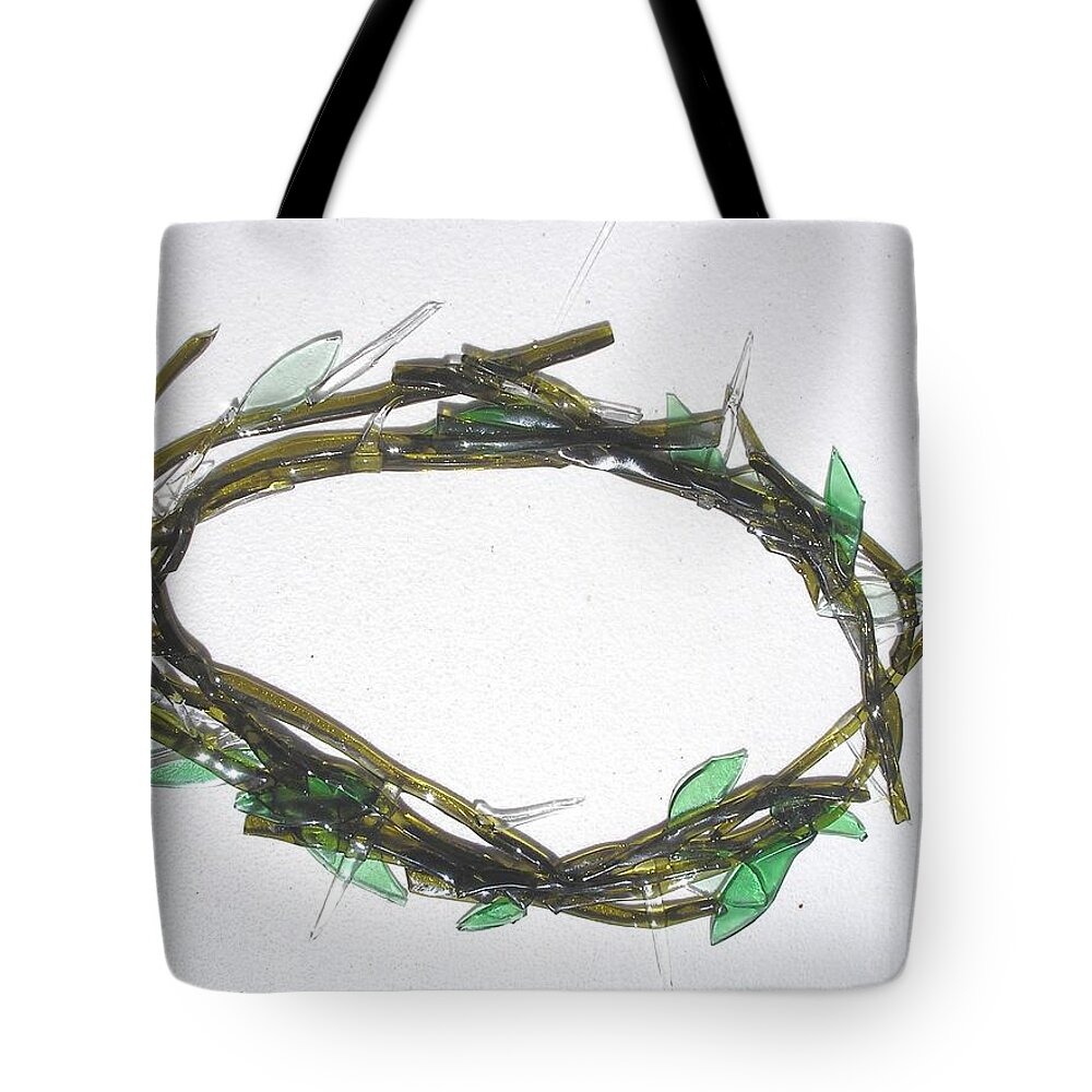 Crown Of Thorns Tote Bag featuring the glass art Glass Crown of Thorns V1 by Karen Jane Jones