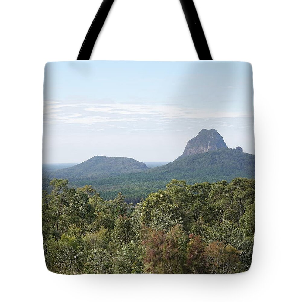 Landscape Tote Bag featuring the photograph Glass House Trio by Maryse Jansen
