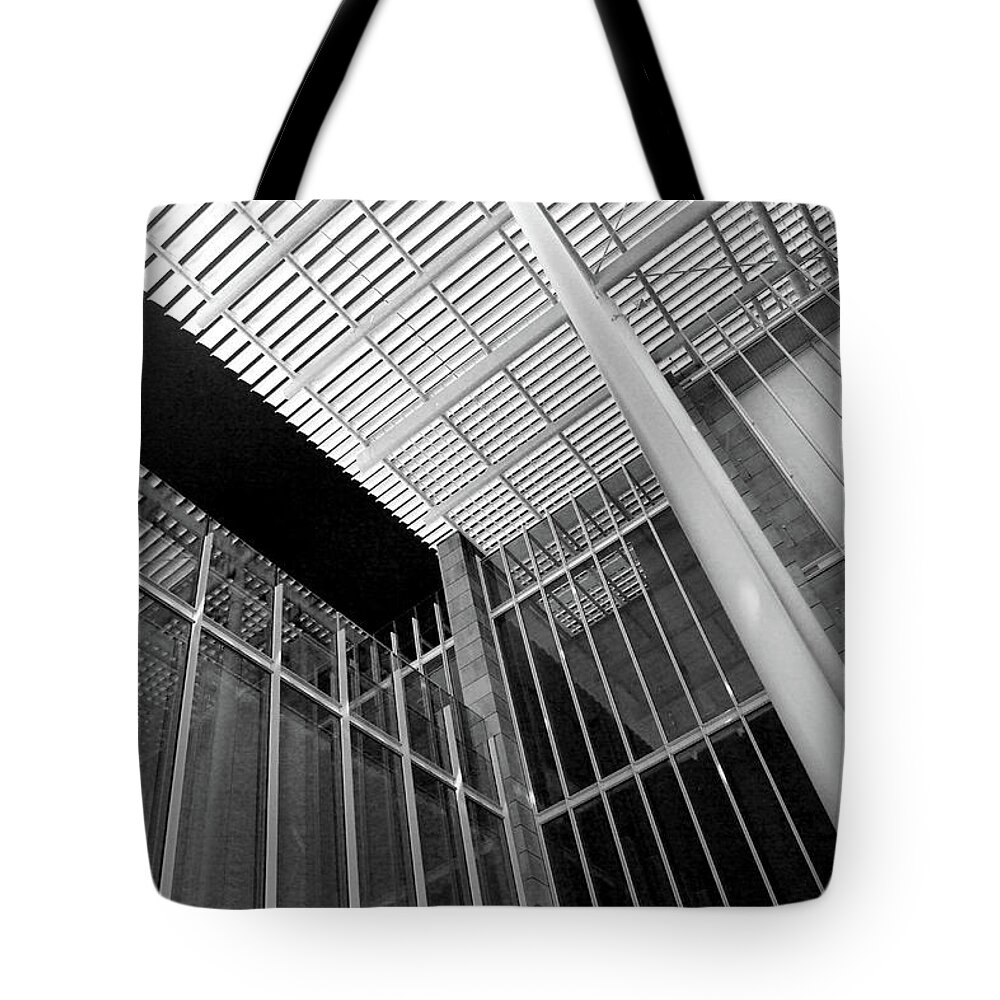 Architecture Tote Bag featuring the photograph Glass Steel Architecture Lines Art Institute Modern Wing by Patrick Malon