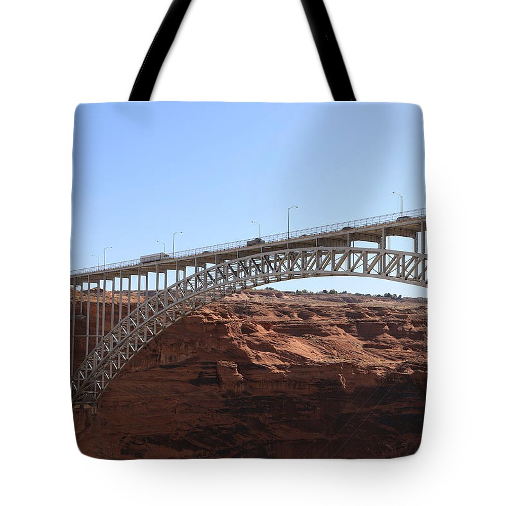 Glen Canyon Dam Tote Bag featuring the photograph Glen Canyon Dam Bridge Hwy. 89 by Richard Krebs