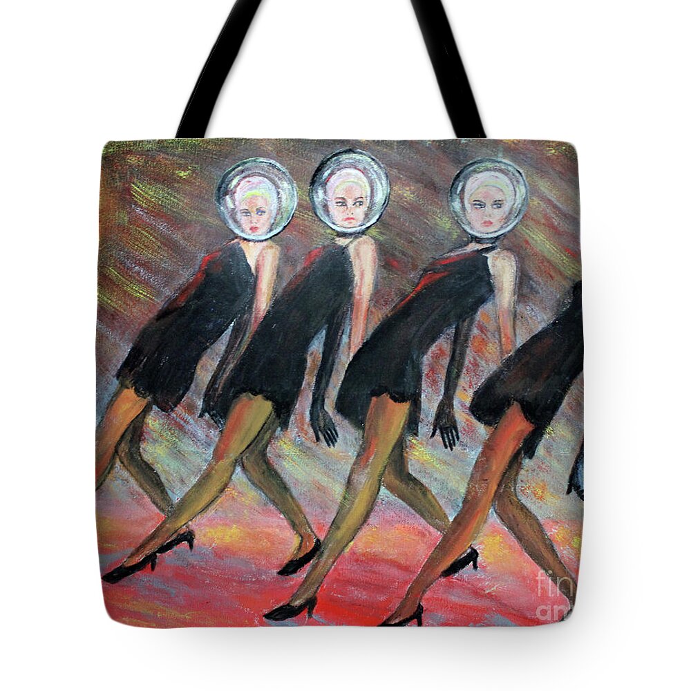 Surrealism Tote Bag featuring the painting Global Dance by Lyric Lucas