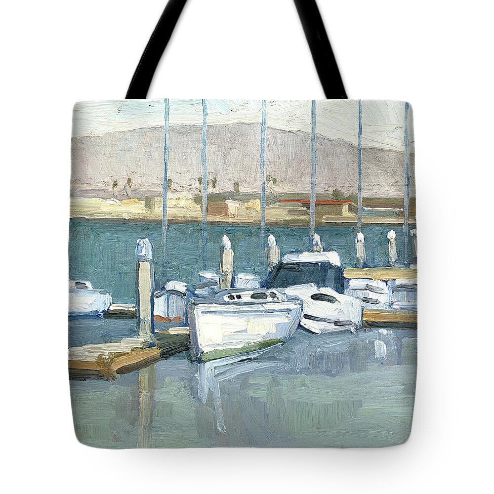 Glorietta Bay Marina Tote Bag featuring the painting Glorietta Bay Marina - Coronado, San Diego, California by Paul Strahm