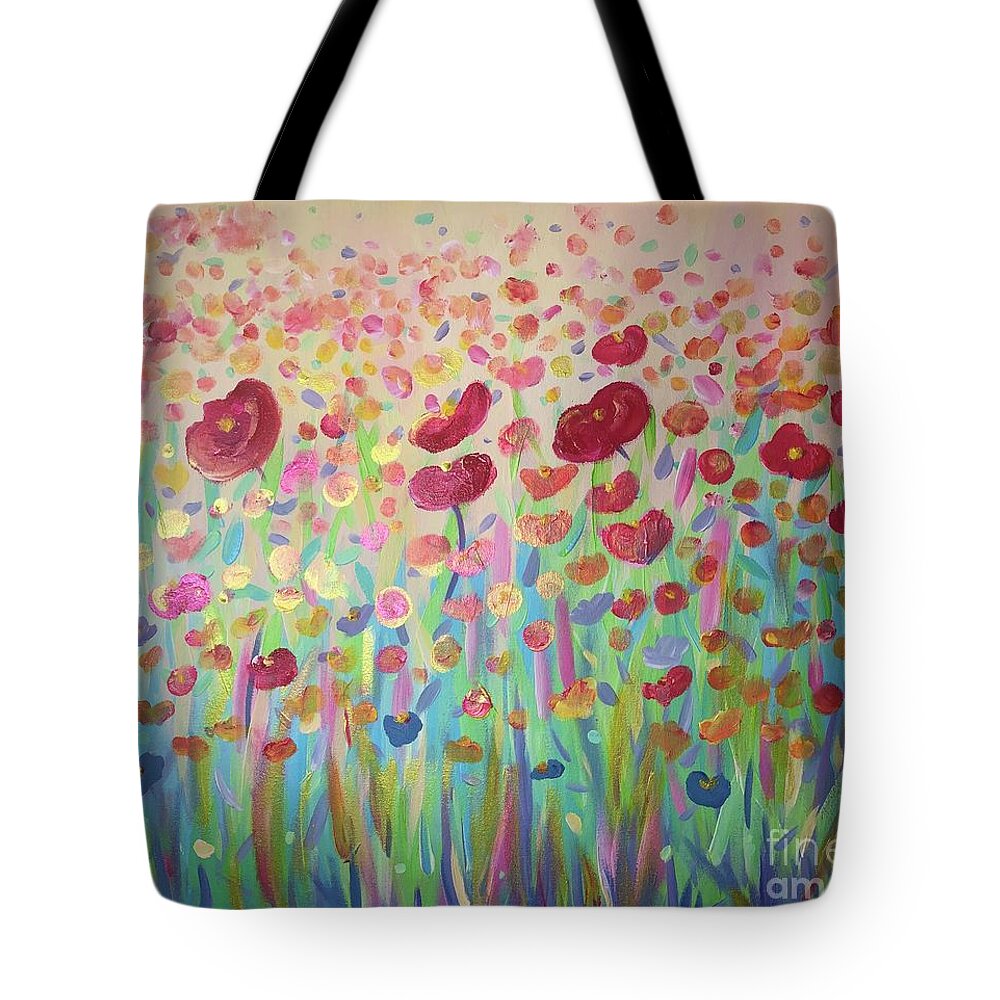 Flowers Tote Bag featuring the painting Glorious Garden by Stacey Zimmerman