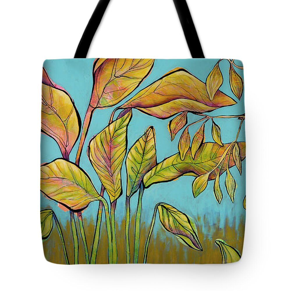 Colorful Plants Tote Bag featuring the painting Glory by Darcy Lee Saxton
