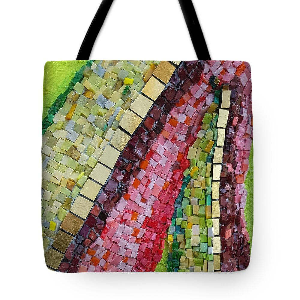 Mosaic Tote Bag featuring the glass art Go with the flow by Adriana Zoon