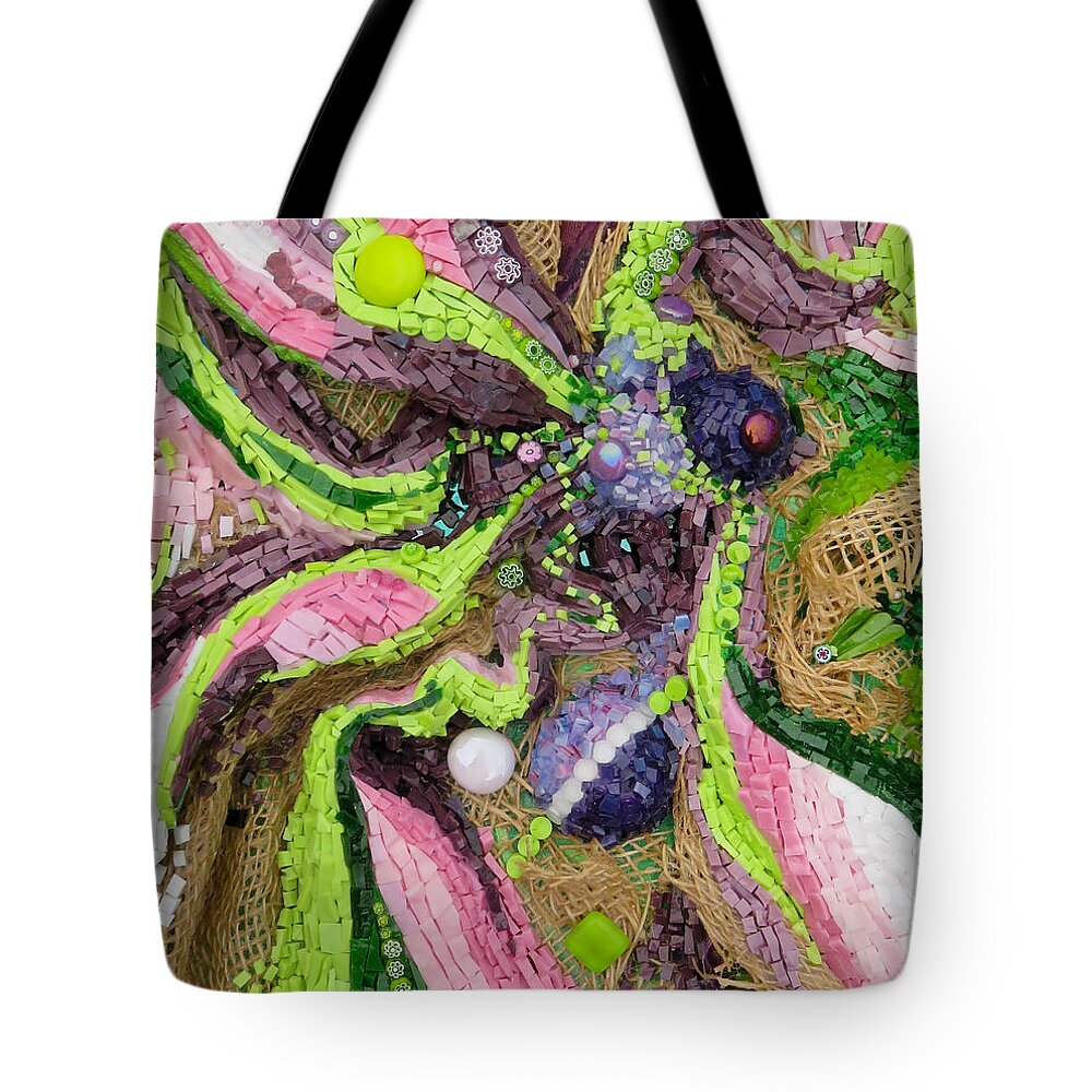 Mosaic Tote Bag featuring the glass art Go with the flow mosaic by Adriana Zoon