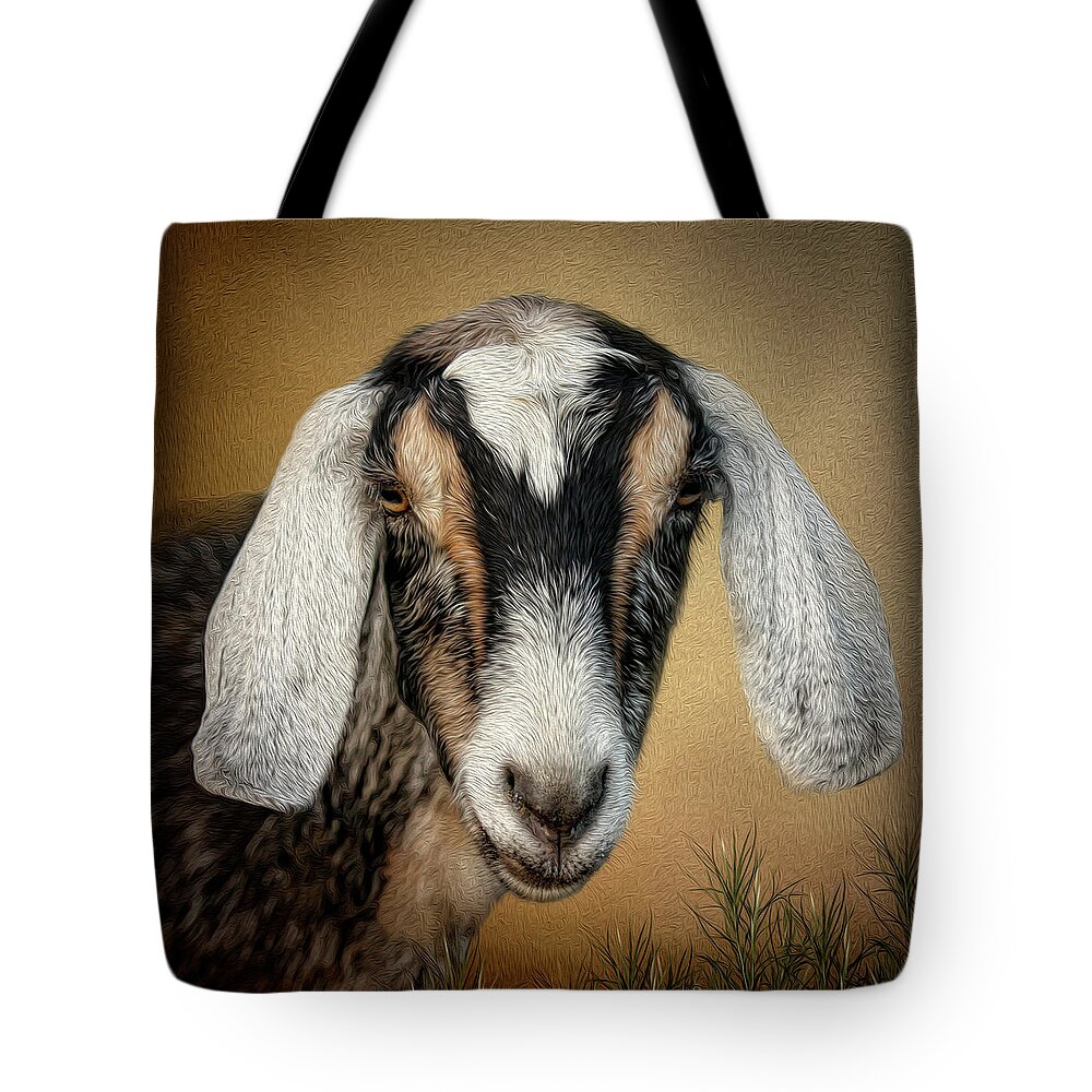 Goat Tote Bag featuring the digital art Goat by Maggy Pease