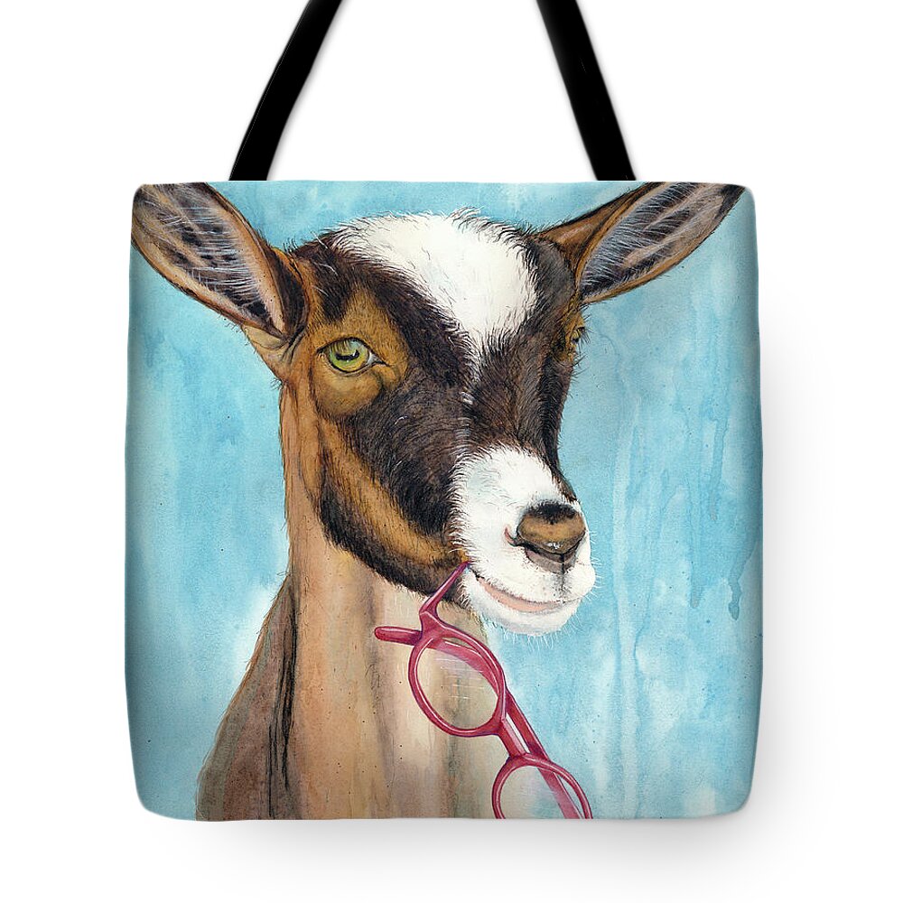 Goat Tote Bag featuring the painting Goat Spectacle by Marie Stone-van Vuuren