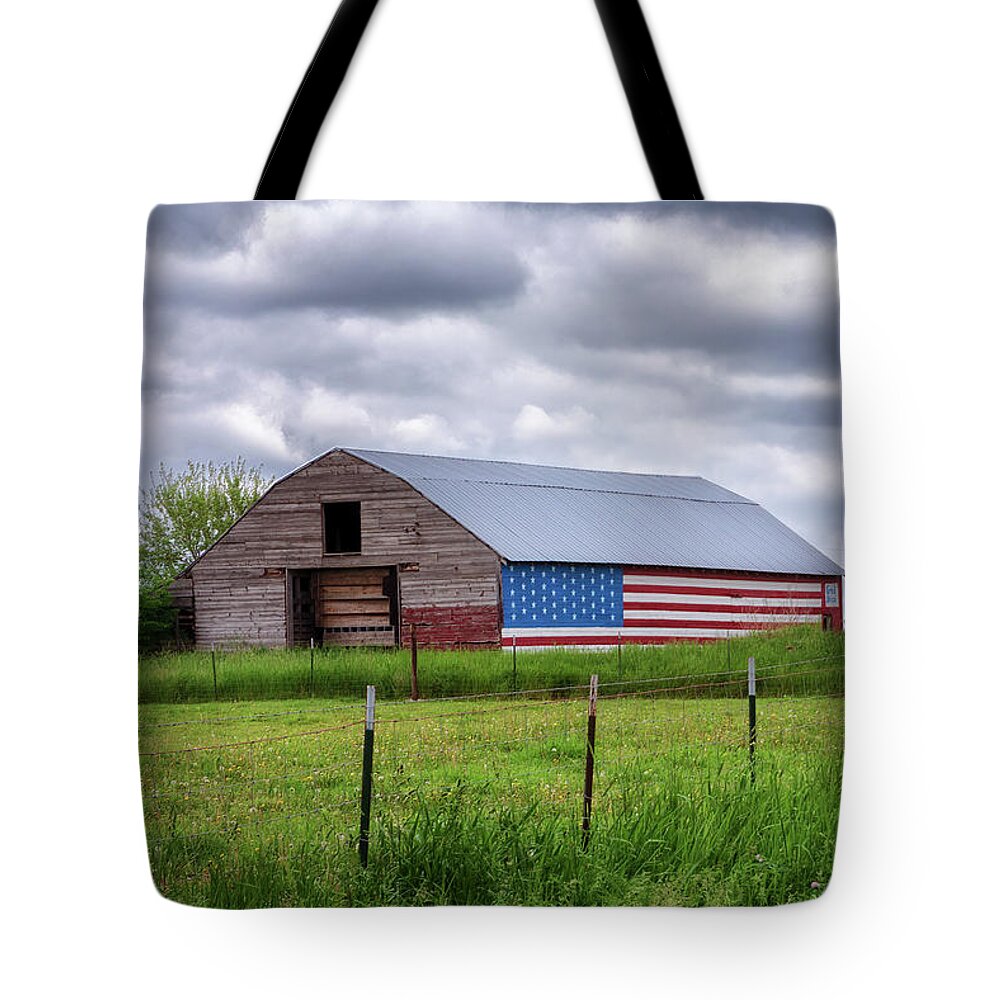 Barn Tote Bag featuring the photograph God Bless the USA by Susan Rissi Tregoning