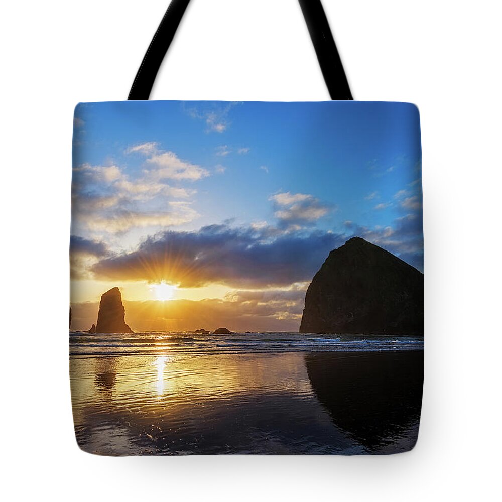 Cannon Tote Bag featuring the photograph Cannon Beach Sunset by Patrick Campbell