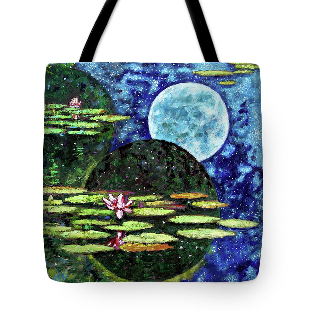 Water Lilies Tote Bag featuring the painting God's Dream by John Lautermilch