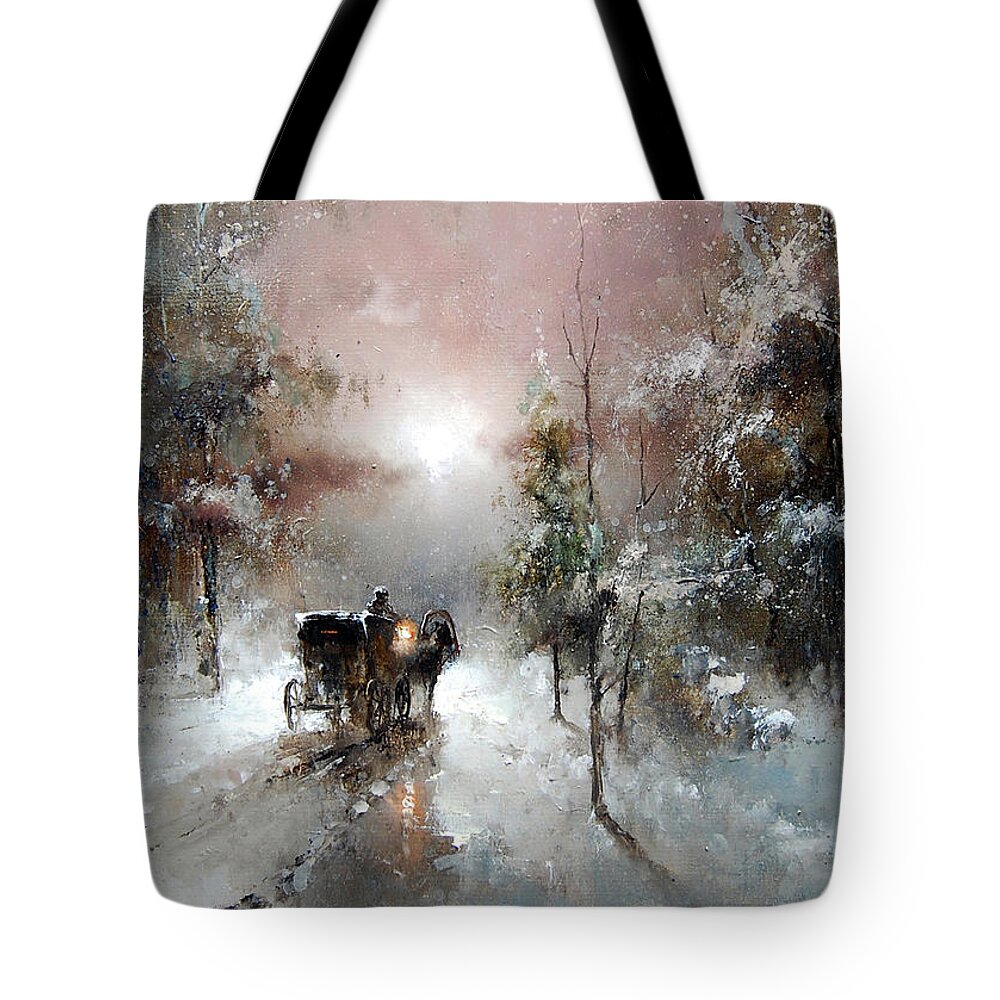 Russian Artists New Wave Tote Bag featuring the painting Going for Visit by Igor Medvedev