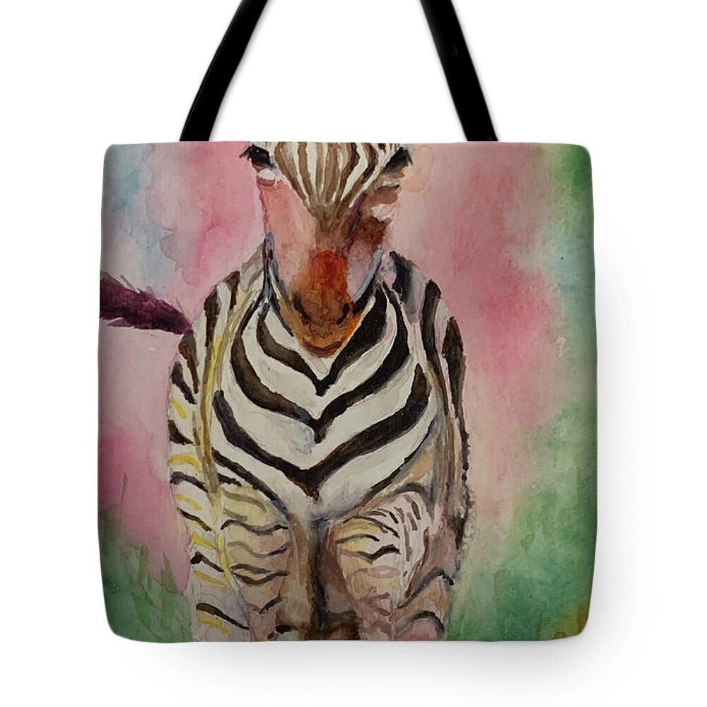 Zebra Tote Bag featuring the painting Going Places by Tracy Hutchinson