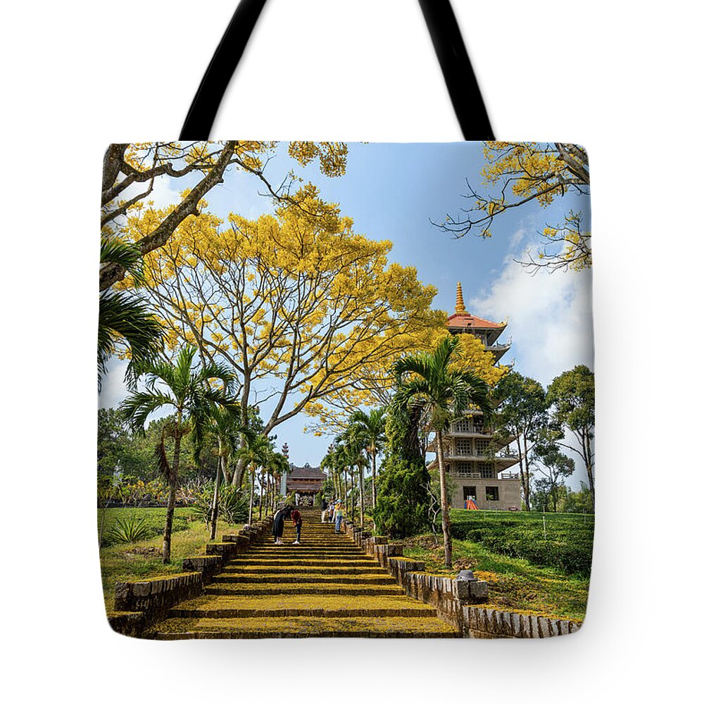 Awesome Tote Bag featuring the photograph Gold pagoda #5 by Khanh Bui Phu