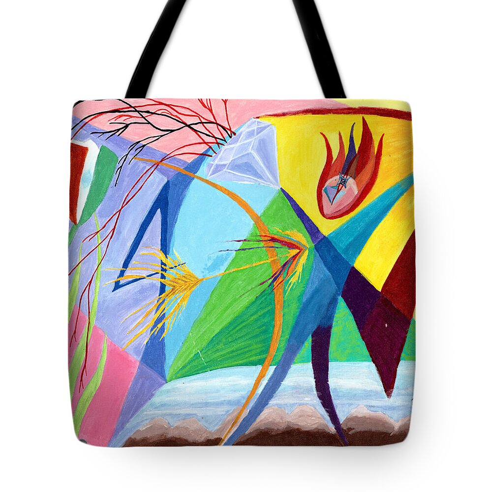 Eye Tote Bag featuring the painting Golden Arrow by B Aswin Roshan