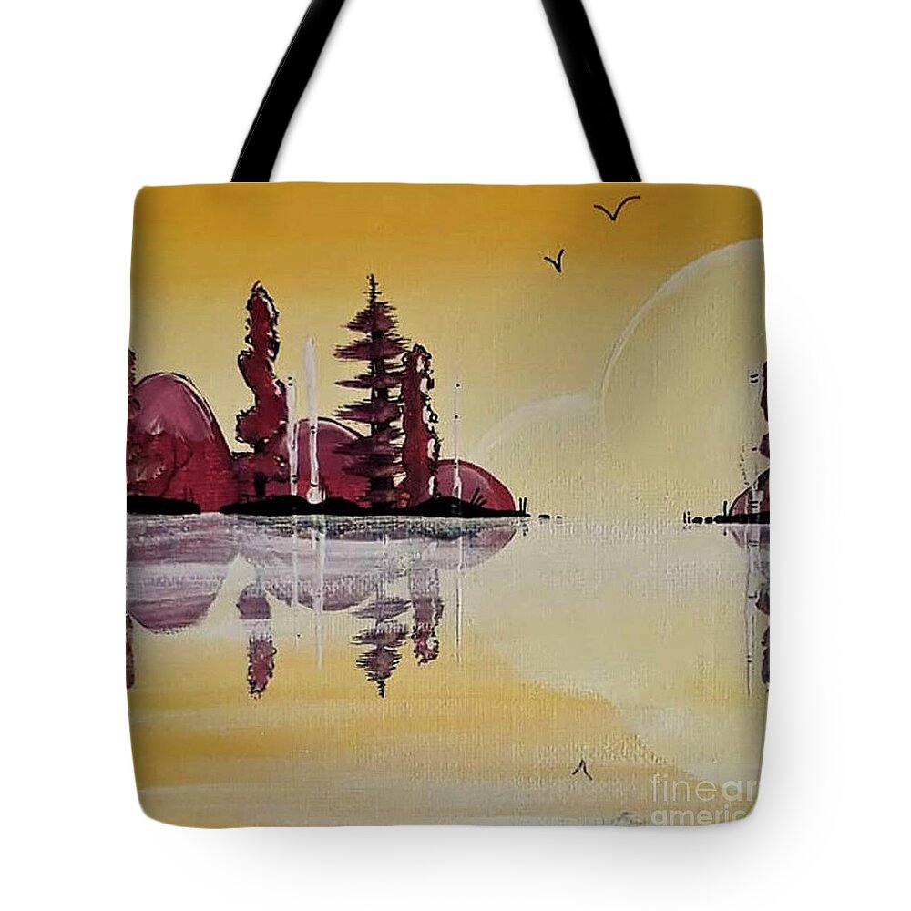 Mountains Tote Bag featuring the painting Golden Days by April Reilly