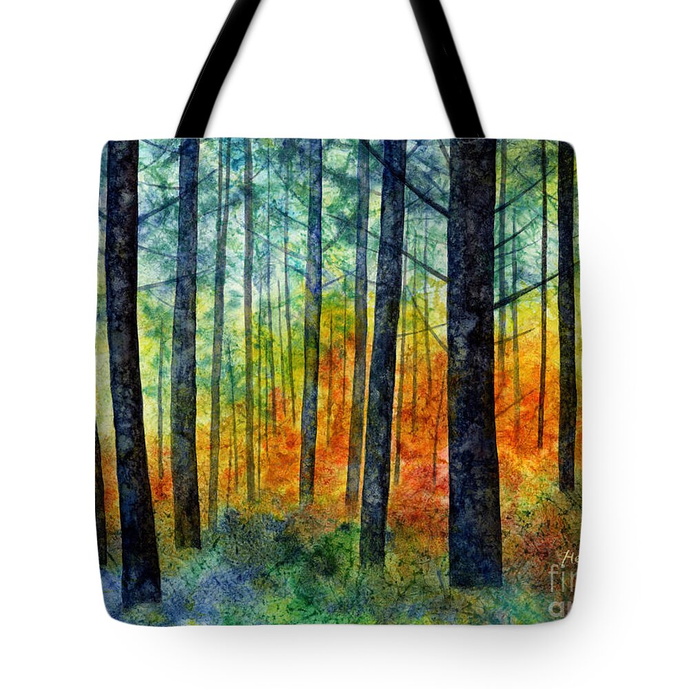 Blue Tote Bag featuring the painting Golden Flame by Hailey E Herrera