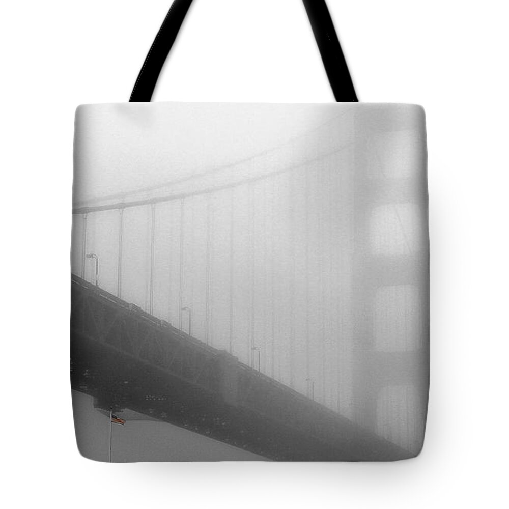 Bridge Tote Bag featuring the photograph Golden Gate in Black and White by Carol Jorgensen