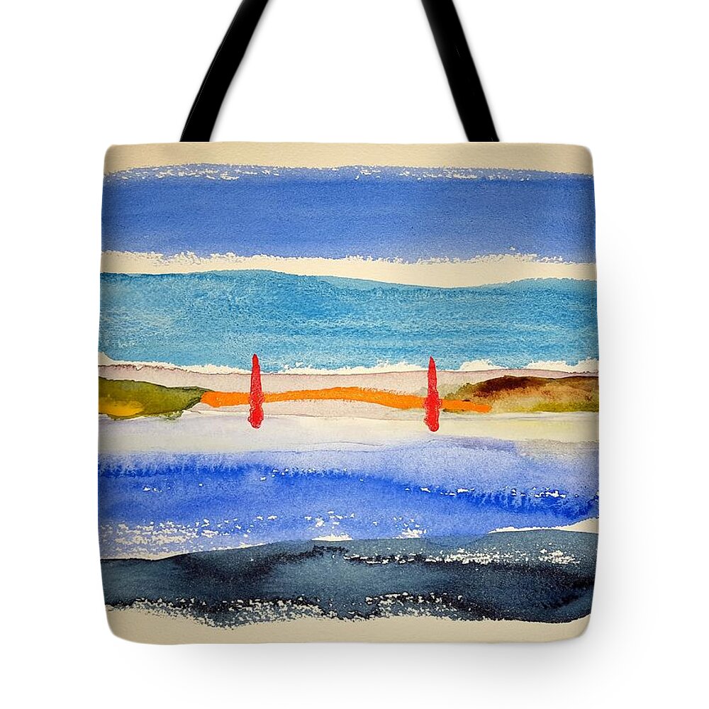 Watercolor Tote Bag featuring the painting Golden Gate Morning by John Klobucher