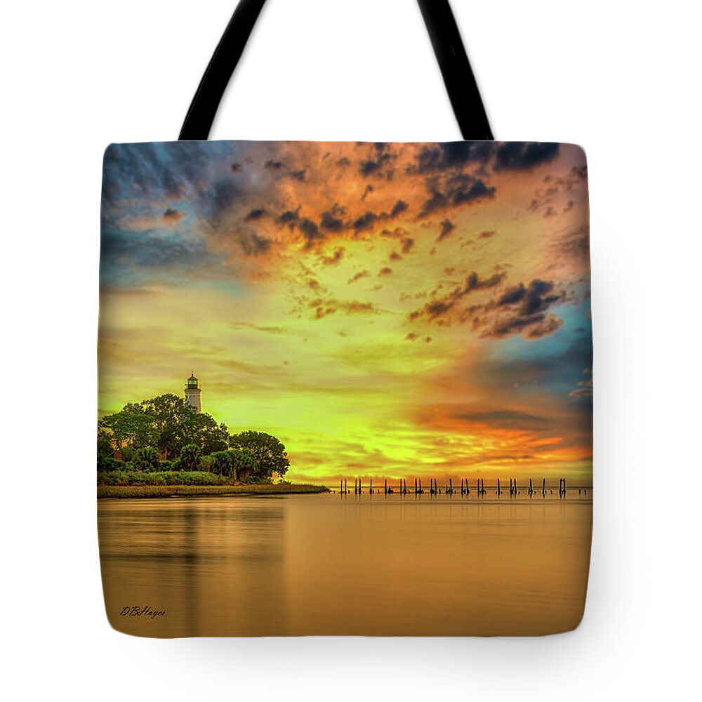 Lighthouses Tote Bag featuring the photograph Golden Hour at the St. Marks Lighthouse by DB Hayes