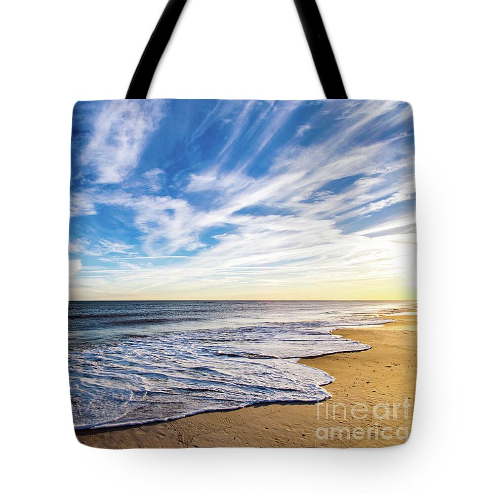 Golden Hour Tote Bag featuring the photograph Golden Hour Beach Waves by Beachtown Views