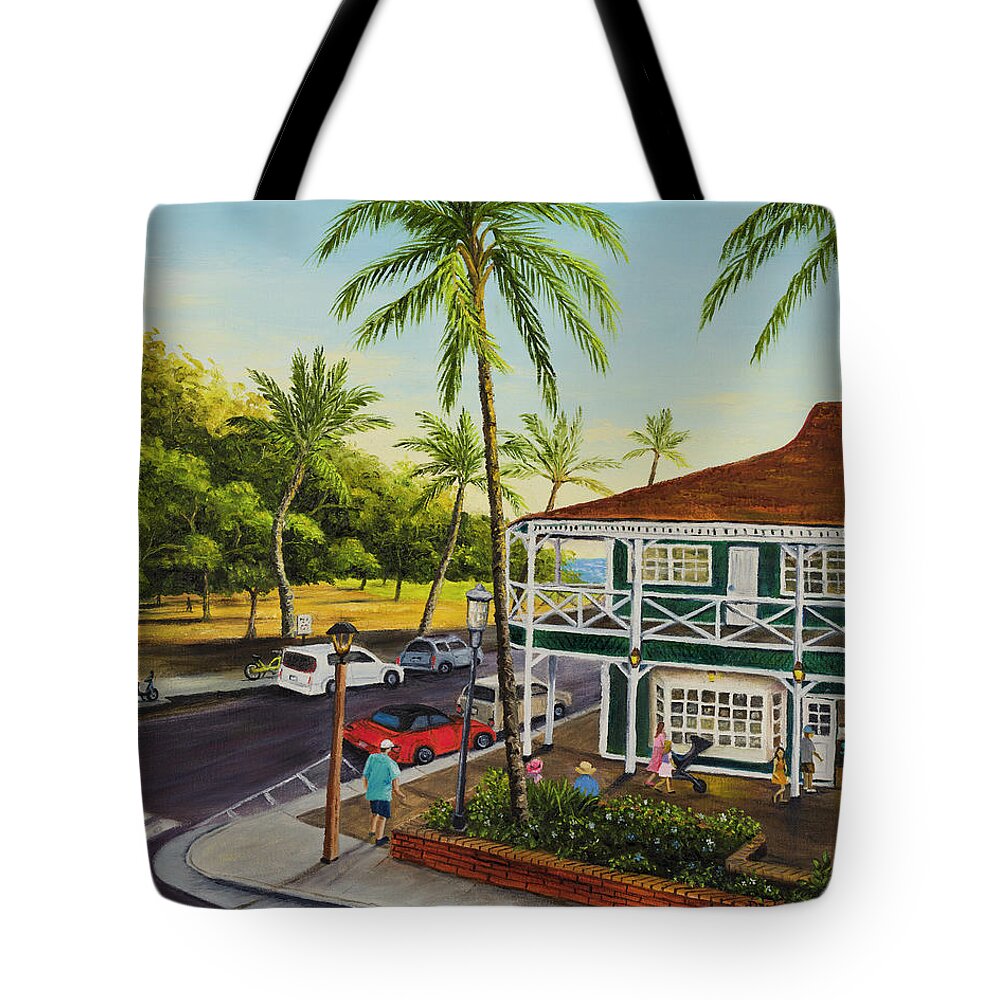 Lahaina Tote Bag featuring the painting Golden Hour Lahaina by Darice Machel McGuire