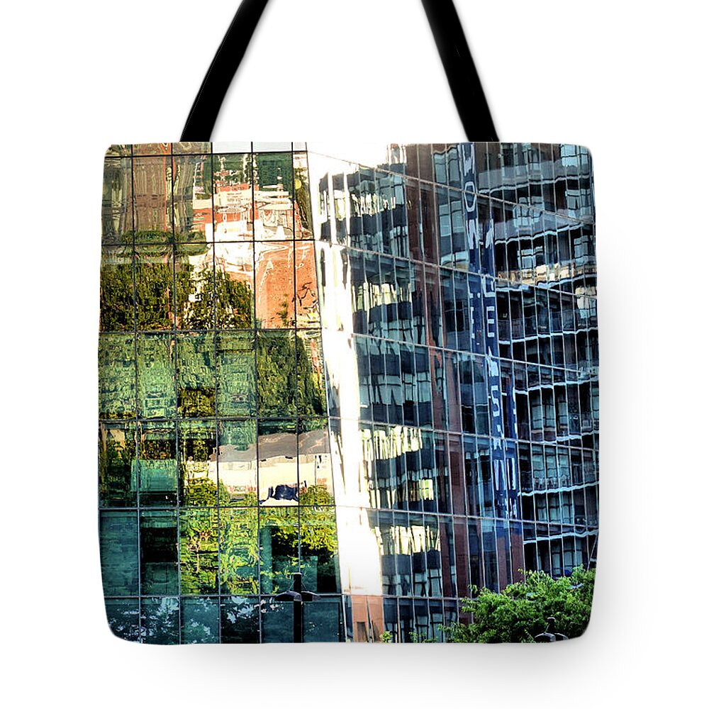 Abstract Tote Bag featuring the photograph Golden Hour Reflections - A NoMa Impression by Steve Ember