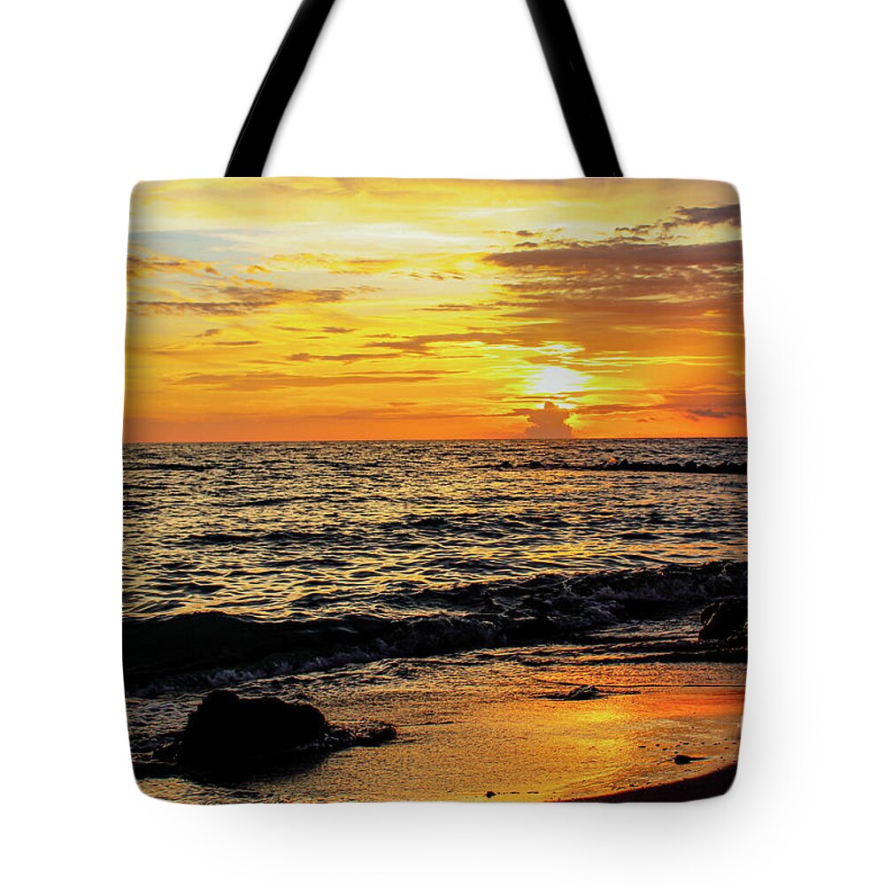 Sunset Tote Bag featuring the photograph Golden Hues at Sunset by Joanne Carey