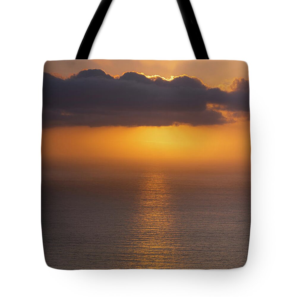 Golden Hour Winter Sunset Tote Bag featuring the photograph Golden Rays of Sunset Art Print by Abigail Diane Photography