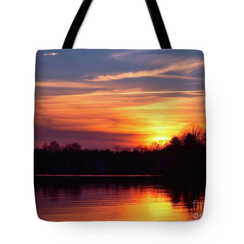 Lake Tote Bag featuring the photograph Golden Sun by Amy Dundon