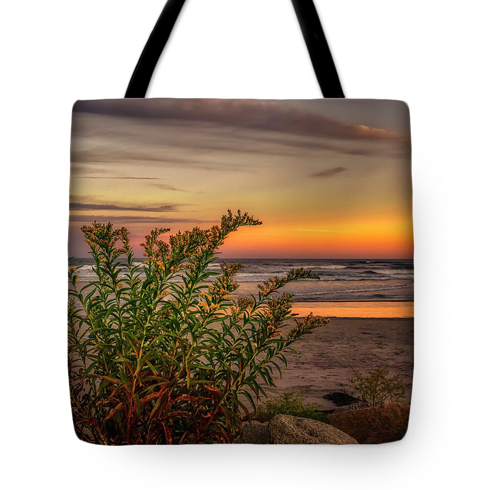 Ogunquit Tote Bag featuring the photograph Golden Sunset by Penny Polakoff