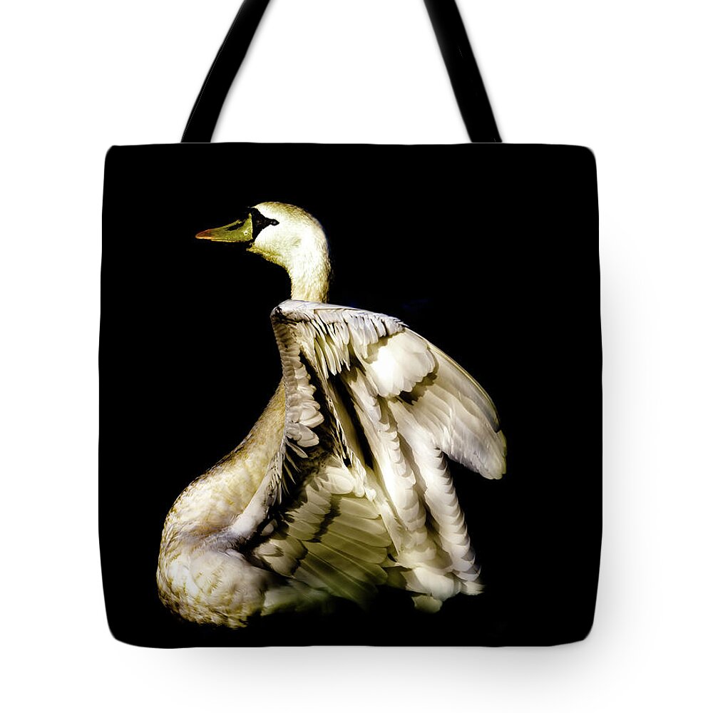 Swan Tote Bag featuring the photograph Golden Swan by MPhotographer