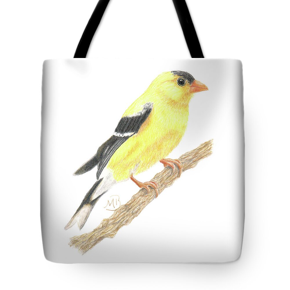 Bird Tote Bag featuring the painting Goldfinch by Monica Burnette