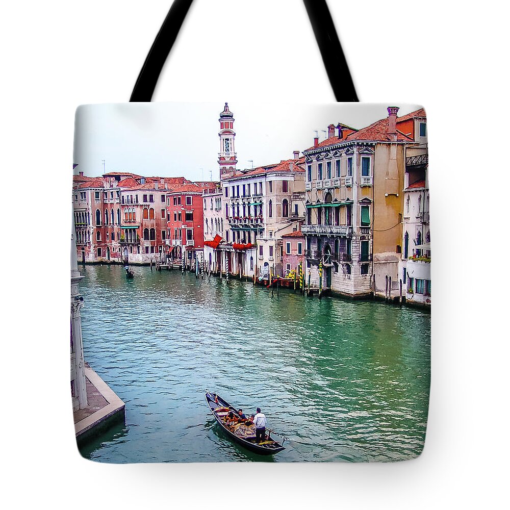Gondola Venice Italy Canal Tote Bag featuring the photograph Gondola in Venice, Italy by David Morehead