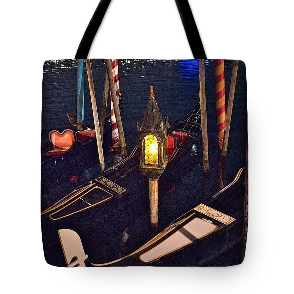Boat Tote Bag featuring the photograph Gondola Night by Portia Olaughlin
