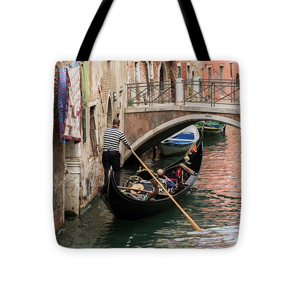 Italy Tote Bag featuring the photograph Gondolier, Venice, Italy by Sarah Howard