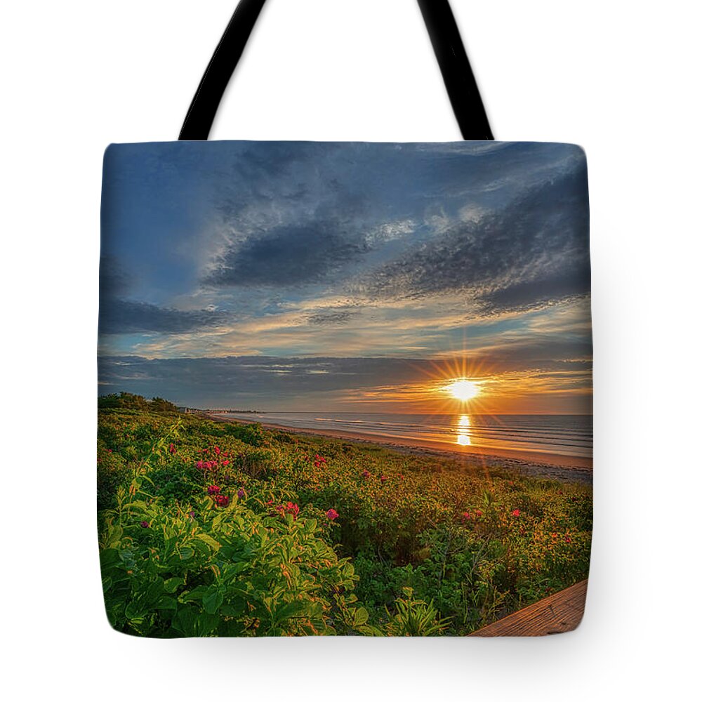 Footbridge Beach Tote Bag featuring the photograph Good Morning Footbridge Beach by Penny Polakoff