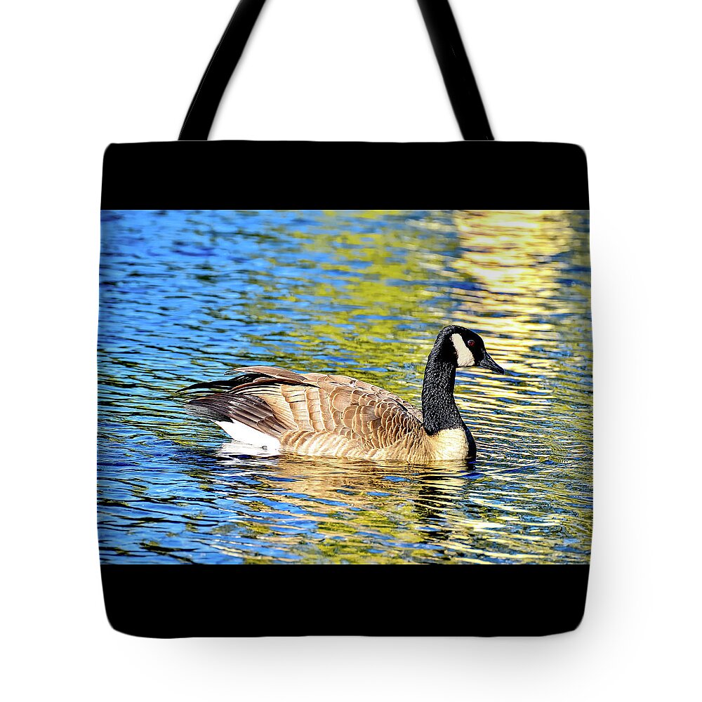 Sun Tote Bag featuring the photograph Goose and Sun Reflections by David Lawson