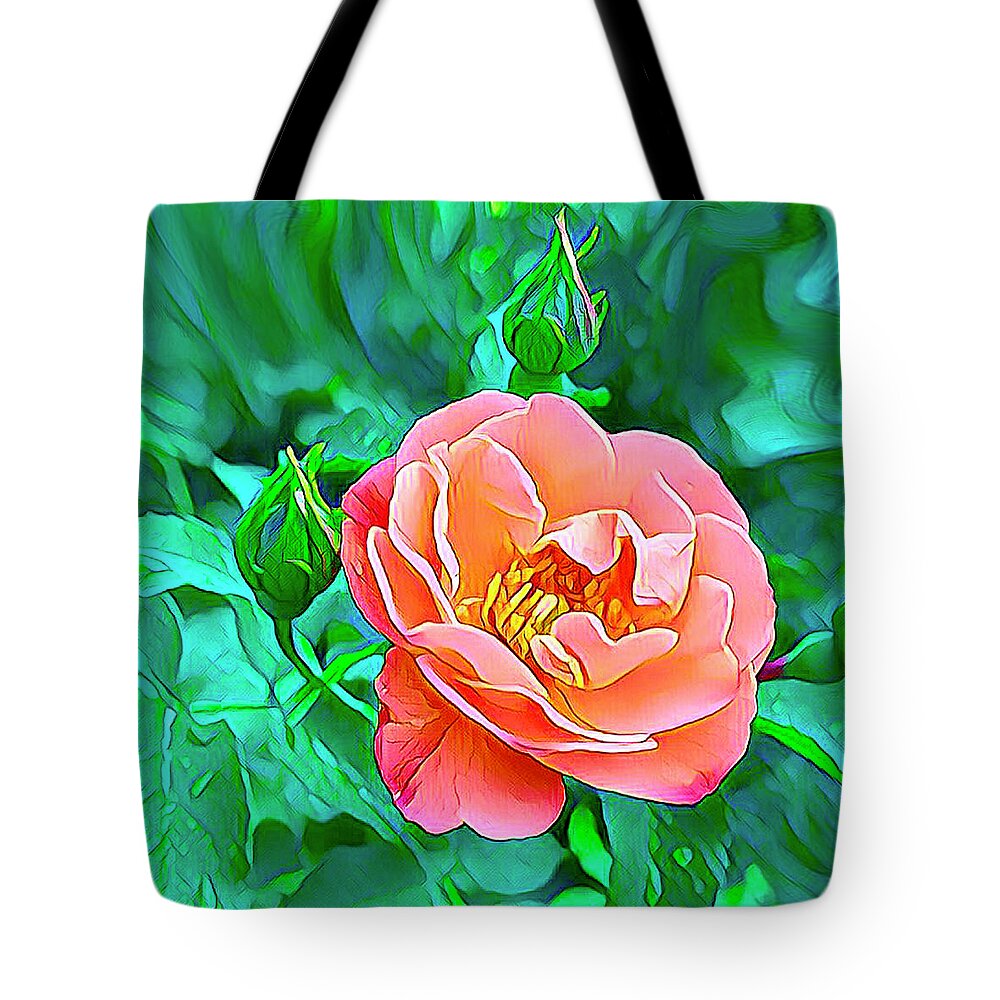 Flowers Tote Bag featuring the digital art Gorgeous Rose by Nancy Olivia Hoffmann