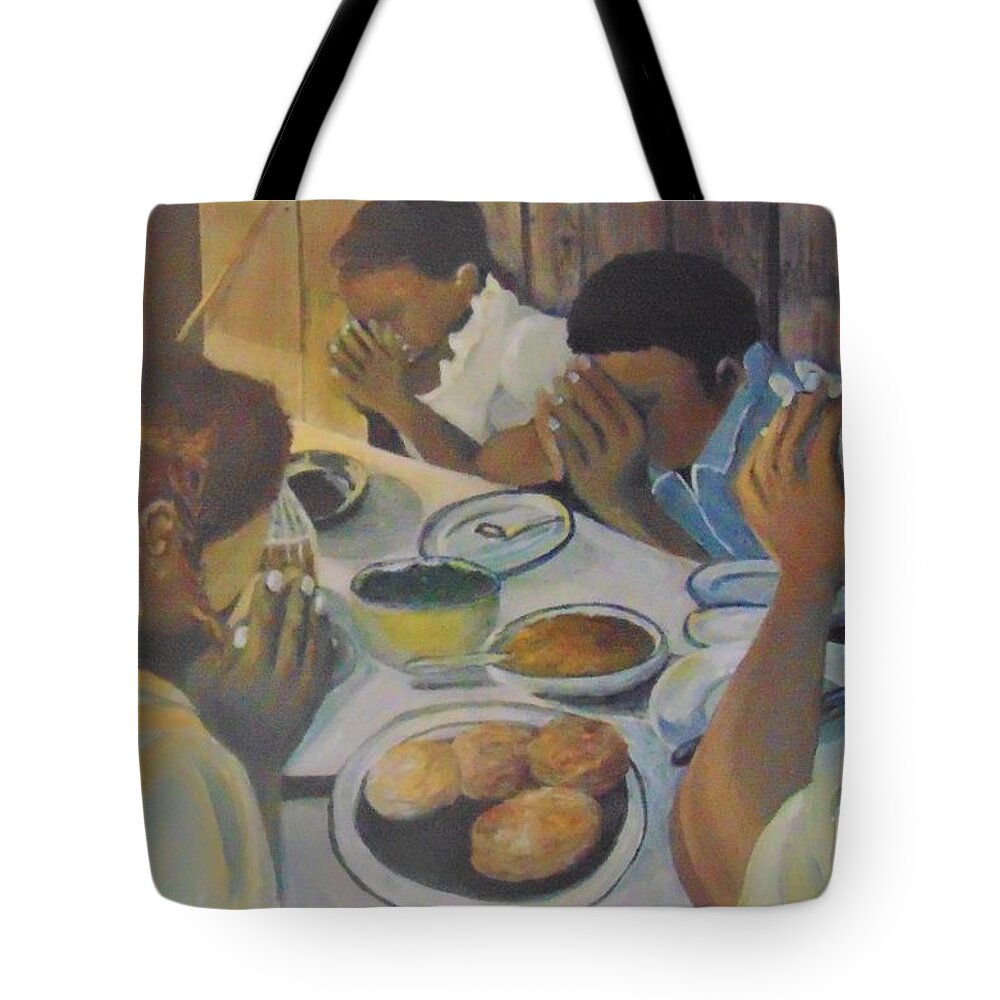 African American Tote Bag featuring the painting Grace by Saundra Johnson