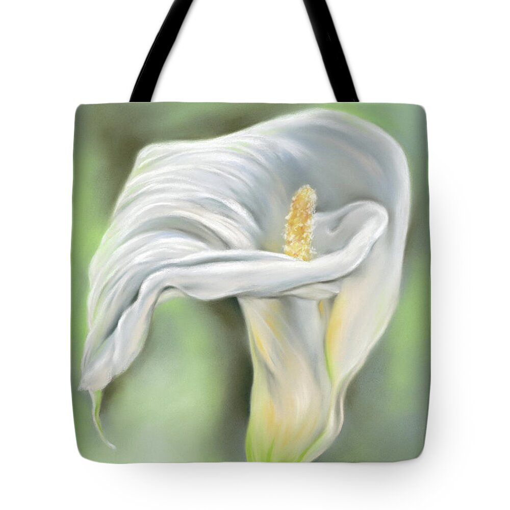 Botanical Tote Bag featuring the painting Graceful Lily Flower White Calla by MM Anderson