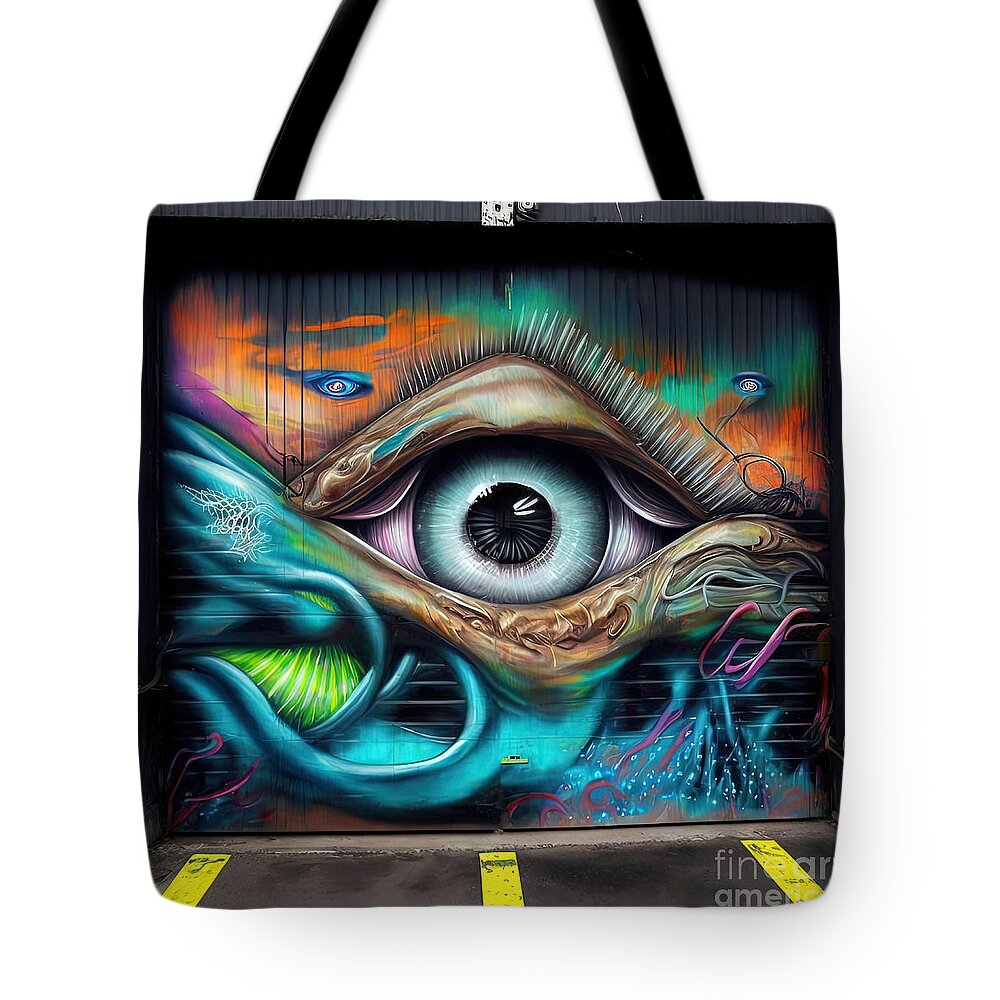 Graffiti Tote Bag featuring the digital art Graffiti Design Series 1117-a by Carlos Diaz