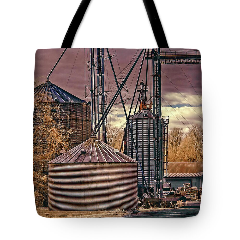 Infrared Tote Bag featuring the photograph Grain Storage by Anthony M Davis