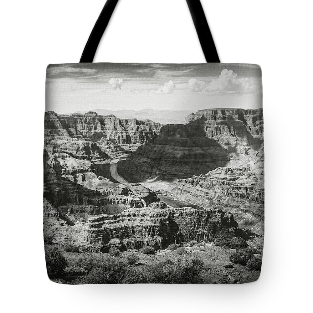 Grand Canyon Tote Bag featuring the photograph Grand Canyon Arizona Black and White by Carol Japp